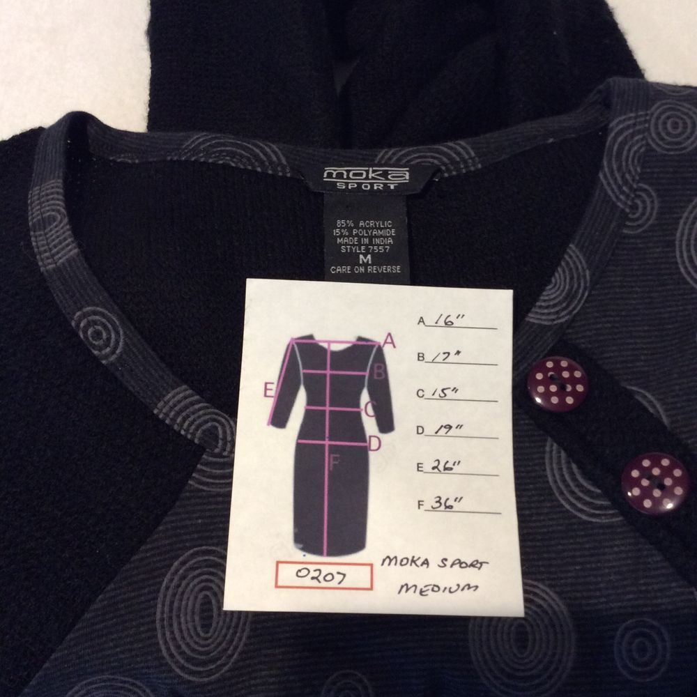 Artistic Black Knit Dress Size M Embroidery Buttons Beads Long Sleeve Whimsigoth - Picture 6 of 6